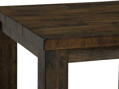 Close-up of Tino Rustic Side Table - Dark Solid Wood showcasing its rich Oakaia wood grain and texture.