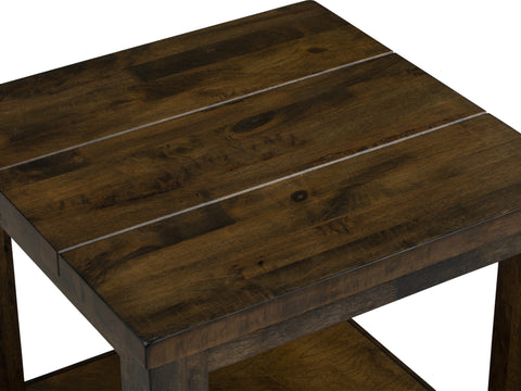 Tino Rustic Side Table - Dark Solid Wood showcasing rich grain and timeless design, perfect as a nightstand or accent piece.