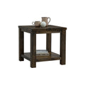 Tino Rustic Side Table - Dark Solid Wood with storage shelf, perfect for living room decor and practical use, made from solid Oakaia Wood.