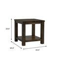 Tino Rustic Side Table - Dark Solid Wood with dimensions