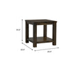 Tino Rustic Side Table - Dark Solid Wood with dimensions