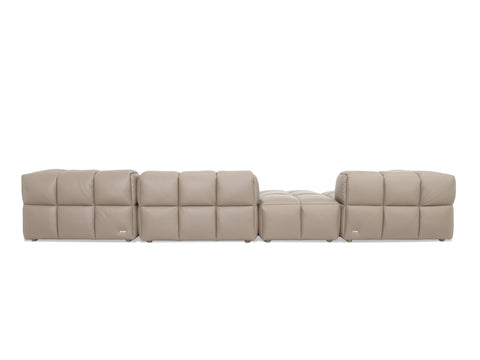 Tuscono Leather Beige 4 Seater Sectional Modular Sofa with modern design and plush upholstery.