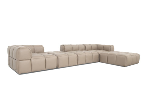Tuscono Leather Beige 4 Seater Sectional Modular Sofa featuring a modern design and plush seating.