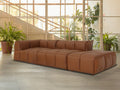 Tuscono Leather Brown 2 seater Single Lounge Modular Sofa in modern interior setting with plants.