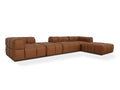 Tuscono Leather Brown 4 Seater Sectional Modular Sofa in brown leather, featuring a modern design and plush cushions.