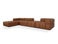 Tuscono Leather Brown 4 Seater Sectional Modular Sofa in a modern living room setting.