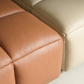 Tuscono Modular Leather Sofa - Brown & Beige Full Configuration close-up of leather textures and colors