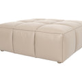 Tuscono Beige Leather Low Profile Modular Sofa - 2 seater lounge ottoman with tufted design and soft leather.