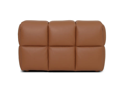 Tuscono Leather Brown 3 Seater Modular Sofa front view showcasing plush leather and structured design.