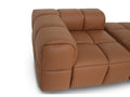 Tuscono Leather Brown 4 Seater Sectional Modular Sofa corner view with plush leather cushioning.