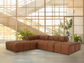 Tuscono Leather Brown 2 seater Double Sided Lounge modular sofa in a modern interior with large windows.