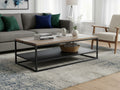 Como Rustic Industrial Rectangular Coffee Table with Lower Shelf in a modern living room setting.